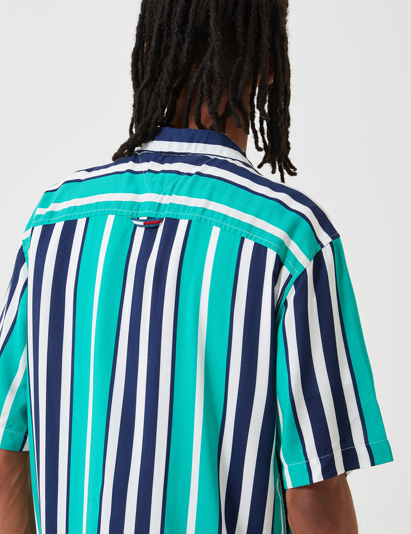 Tommy Hilfiger Camp Stripe Shirt - Dynasty Green/Blue
