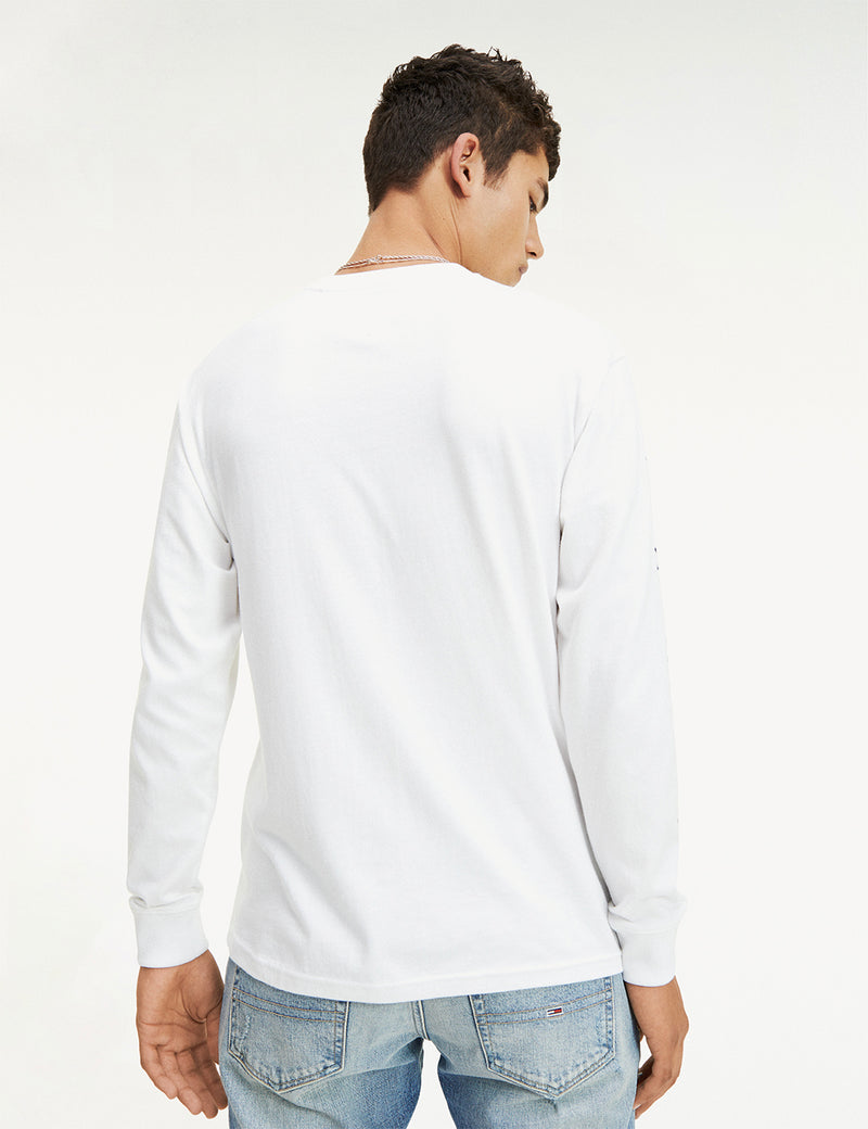 Tommy Jeans Novel Logo Long Sleeve T-Shirt - White