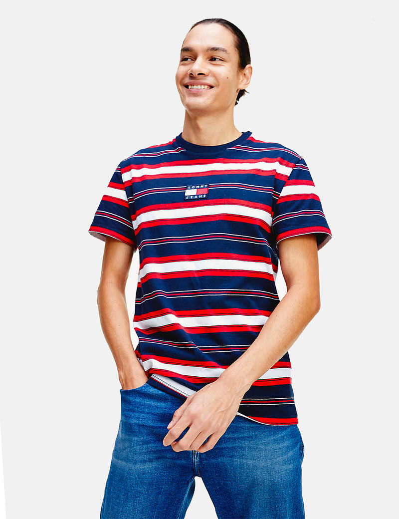 Tommy Jeans Stripe Logo T-Shirt - Twilight Navy/Multi