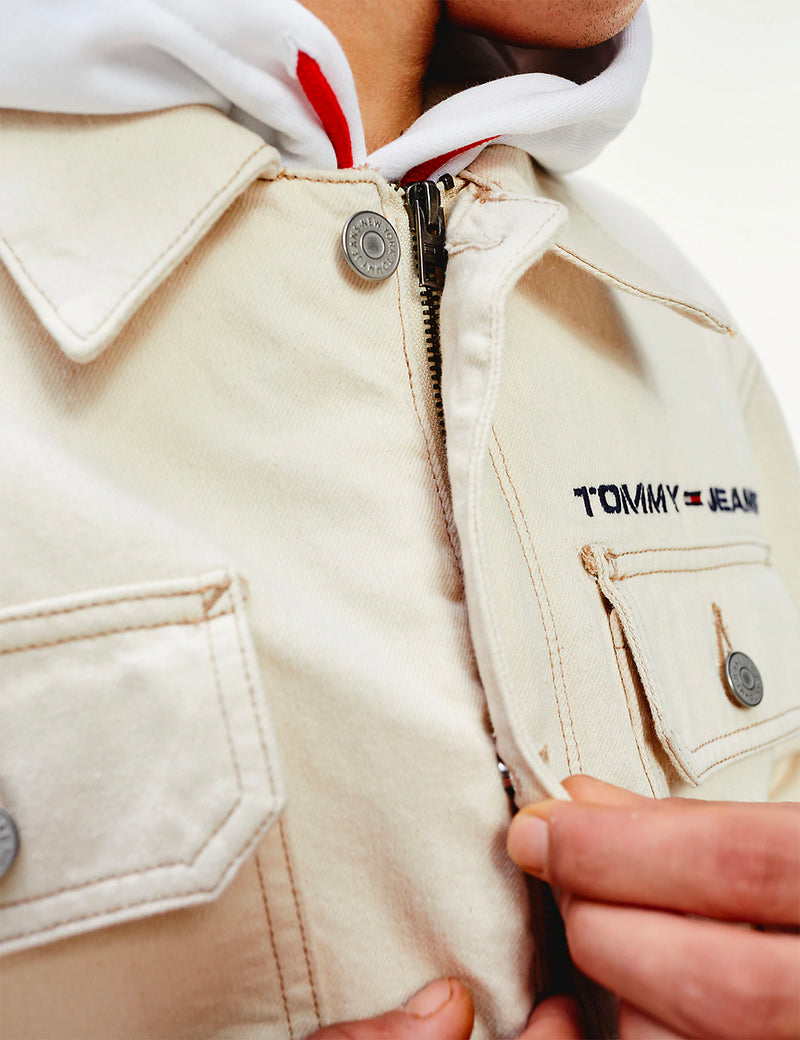 Tommy Jeans Oversized Denim Jacket - Ecru Rigid