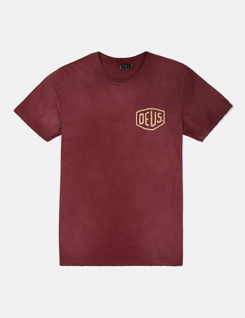 Deus Ex Machina Sunbleached Tokyo T-shirt - Maroon