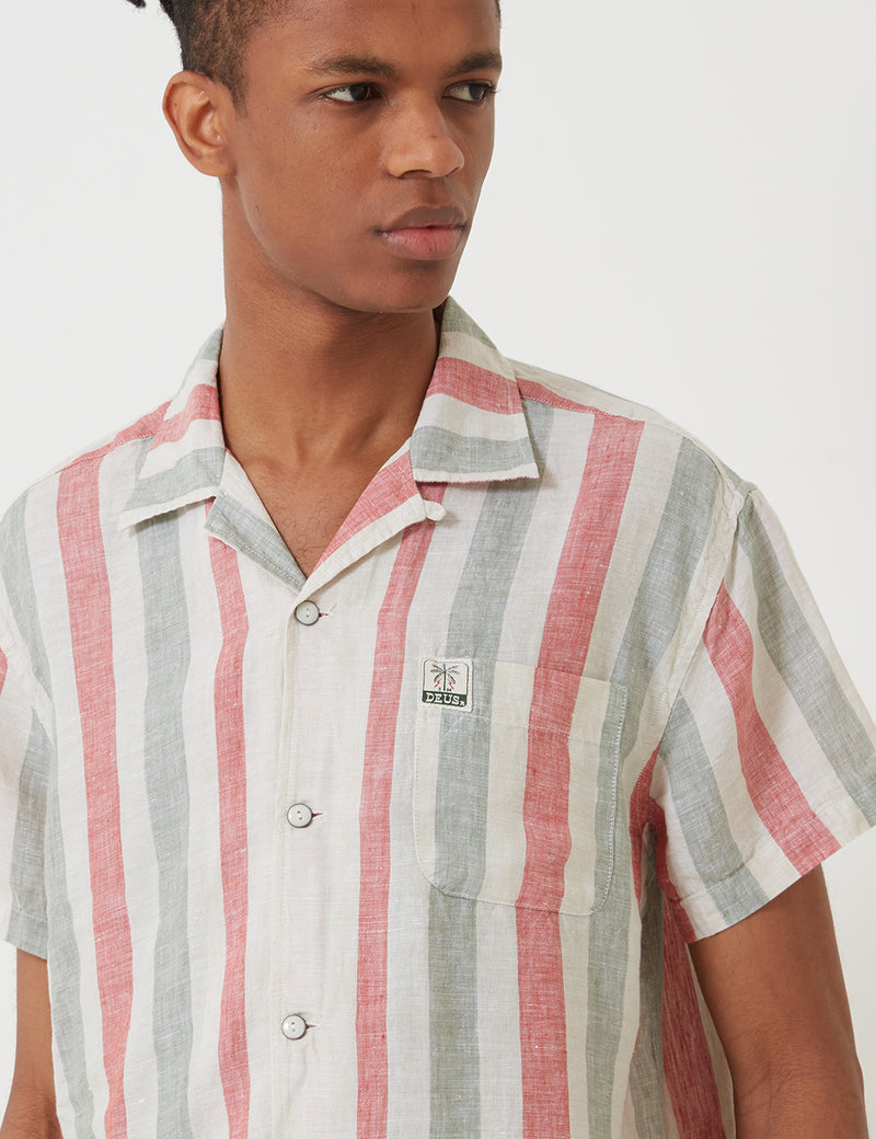 Deus Ex Machina Jose Stripe Shirt - Red/Green