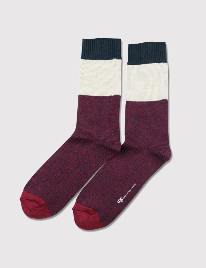 Democratique Relax Block Socks - Navy/Red Wine/Off White - Article
