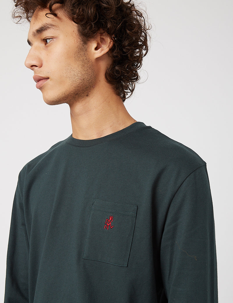 Gramicci One Point Long Sleeve T-Shirt - Deep Forest