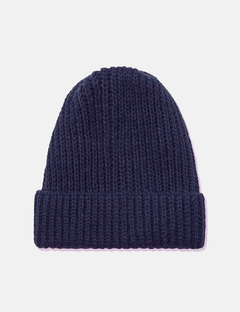 Highland Rib Beanie Hat (Wool/Alpaca) - Navy Blue