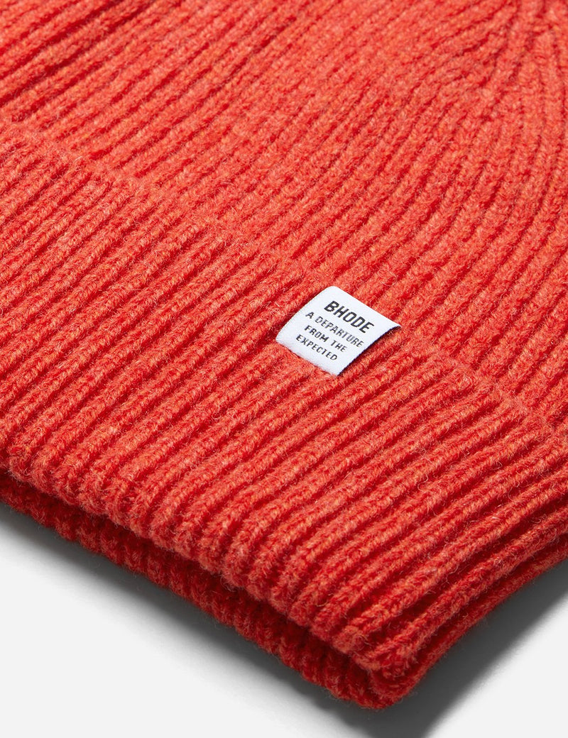 Bhode 'Hawick' Scottish Knitted Beanie Hat (Lambswool) - Cinnamon Orange