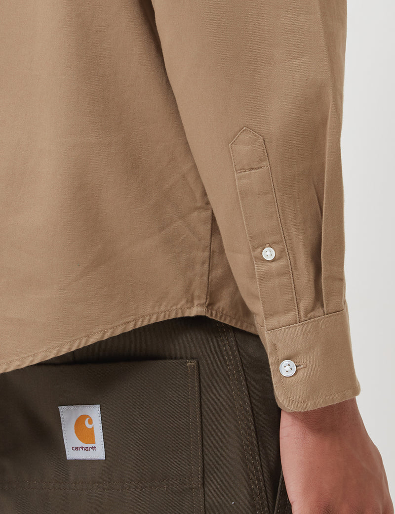 Carhartt-WIP L/S Madison Shirt - Khaki Leather