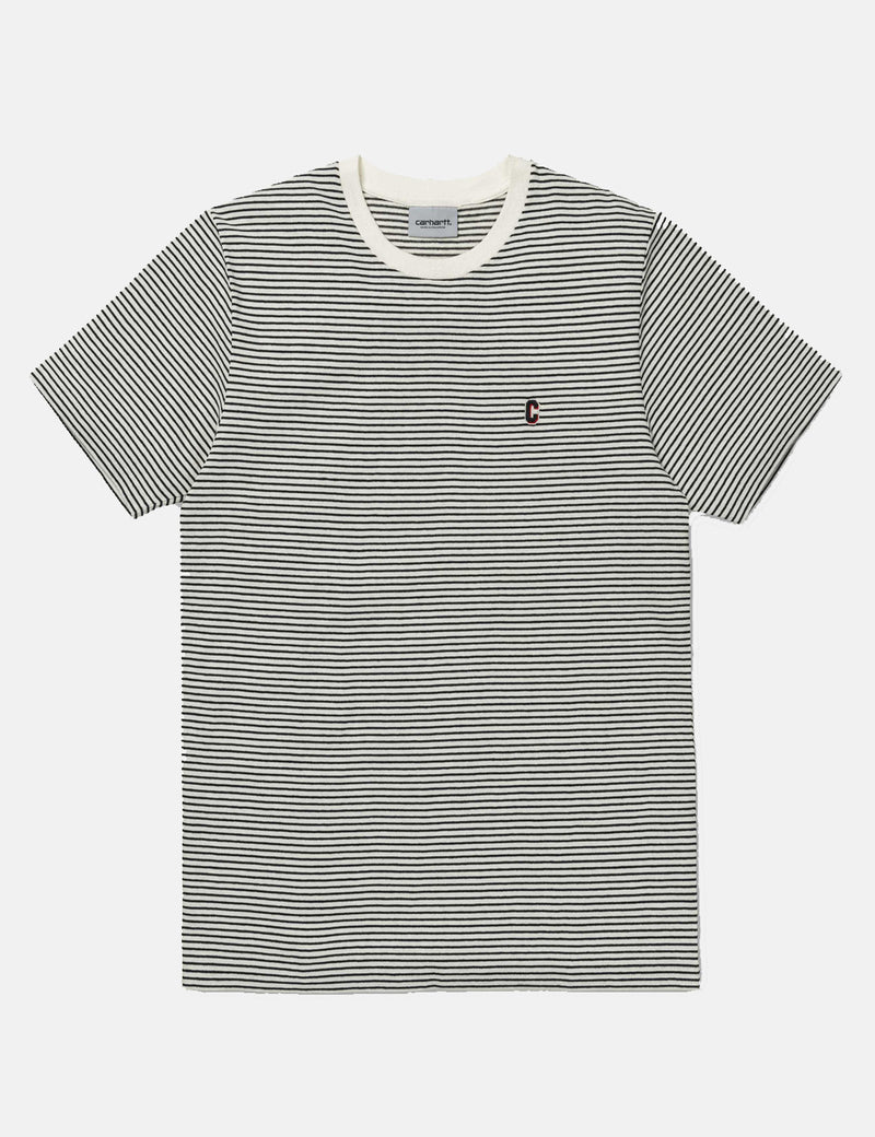 Carhartt-WIP Bounty Prior T-Shirt- Navy/Wax Stripe