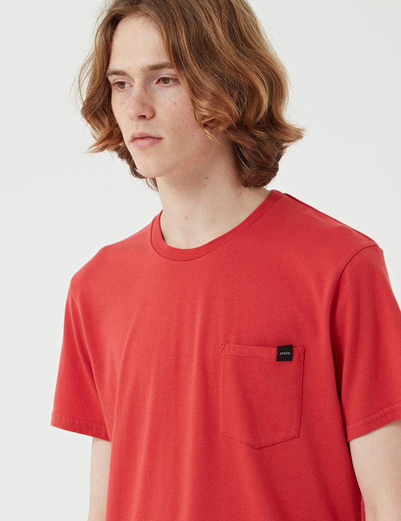 Edwin Pocket Jersey T-Shirt - Washed Red