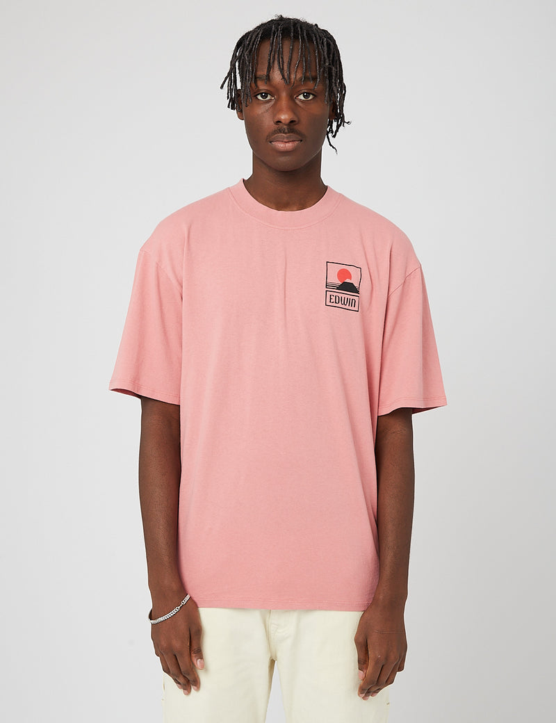 Edwin Sunset on MT Fuji T-Shirt - Dusty Rose Pink