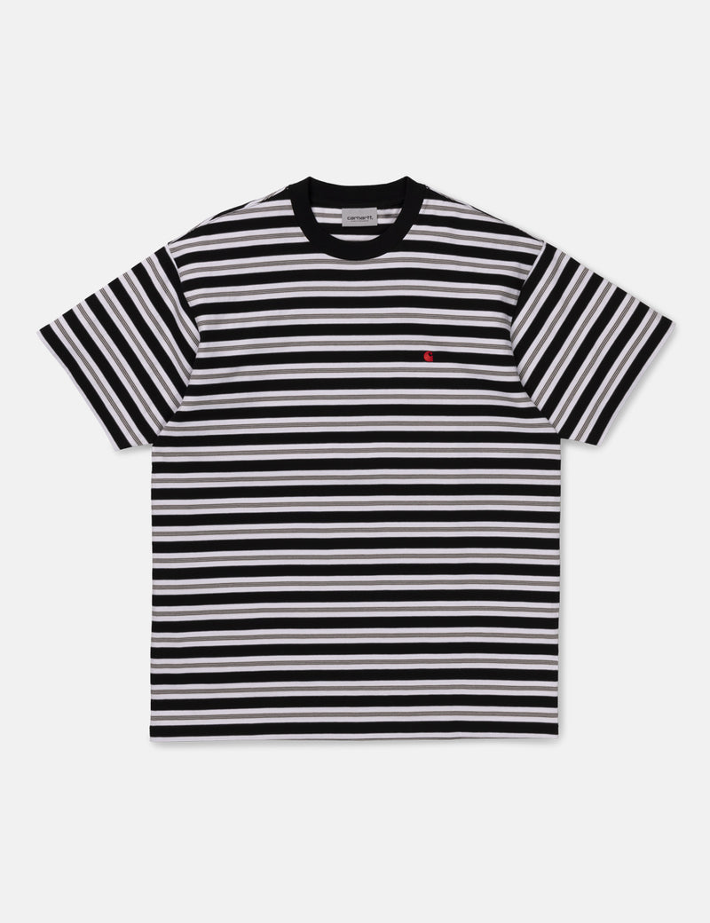 Carhartt-WIP Huron Stripe T-Shirt - Black/Cardinal