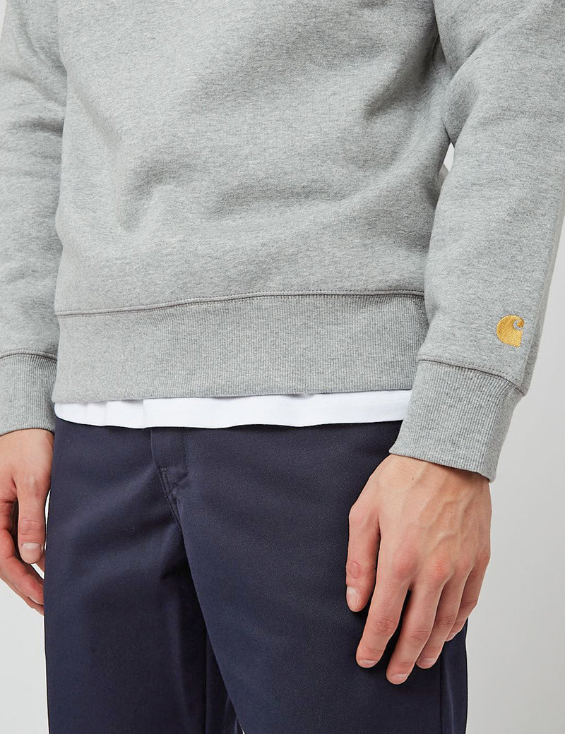 Carhartt-WIP Chase Sweatshirt - Grey Heather/Gold