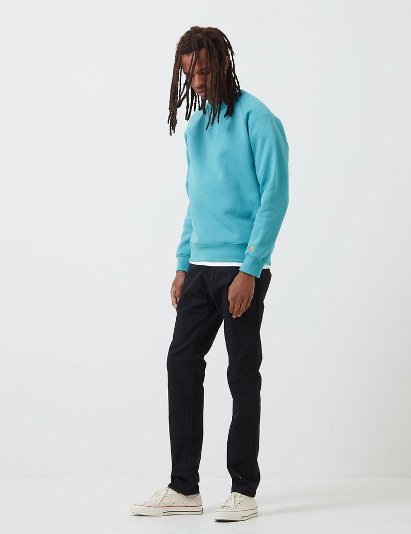 Carhartt-WIP Chase Sweatshirt - Frosted Turquoise/Gold