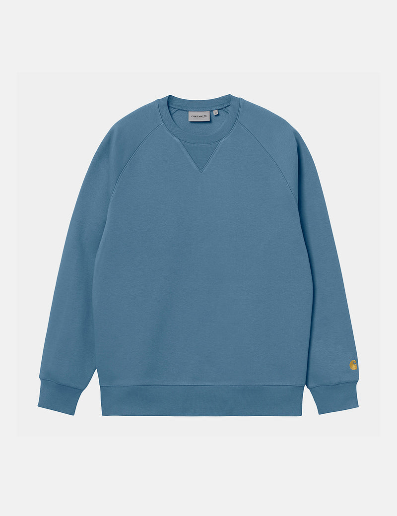 Carhartt-WIP Chase Sweatshirt - Icy Water Blue/Gold