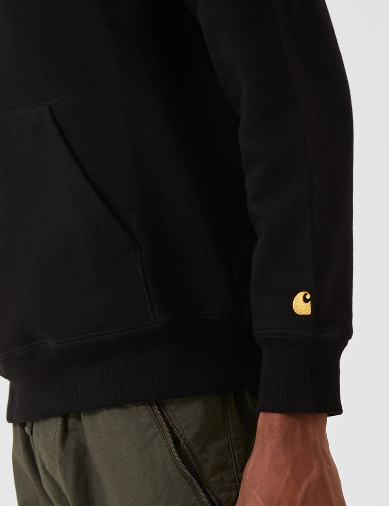 Carhartt WIP Chase Hooded Sweatshirt - Black/Gold