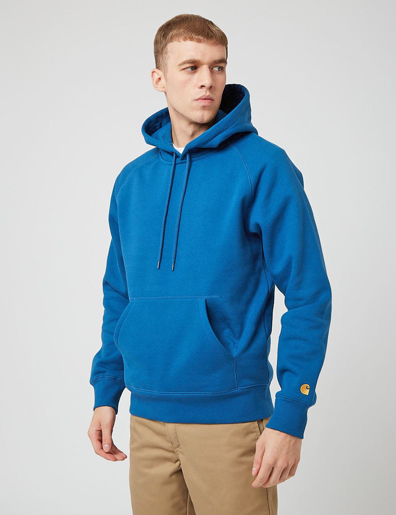 Carhartt-WIP Chase Hooded Sweatshirt - Skydive Blue/Gold