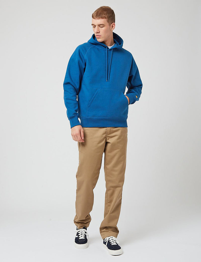 Carhartt-WIP Chase Hooded Sweatshirt - Skydive Blue/Gold