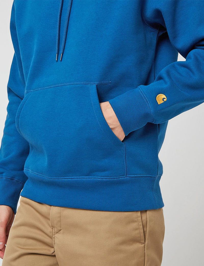 Carhartt-WIP Chase Hooded Sweatshirt - Skydive Blue/Gold