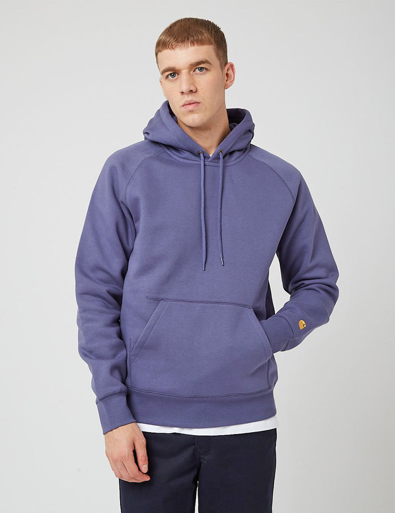 Carhartt-WIP Chase Hooded Sweatshirt - Cold Viola/Gold