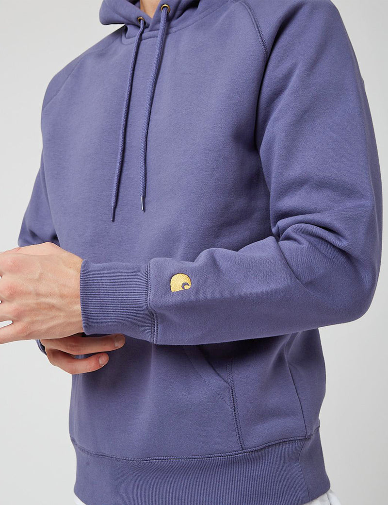 Carhartt-WIP Chase Hooded Sweatshirt - Cold Viola/Gold