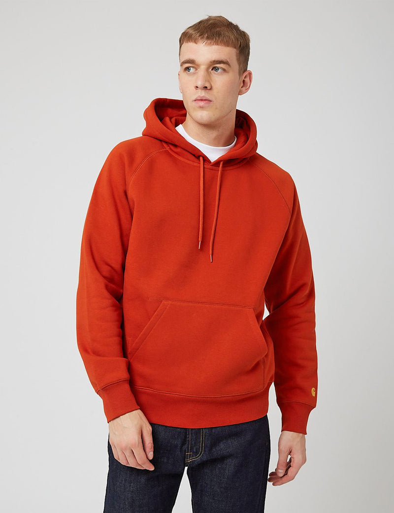 Carhartt-WIP Chase Hooded Sweatshirt - Copperton Orange/Gold