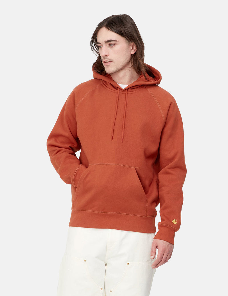 Carhartt-WIP Chase Hooded Sweatshirt - Phoenix Red/Gold