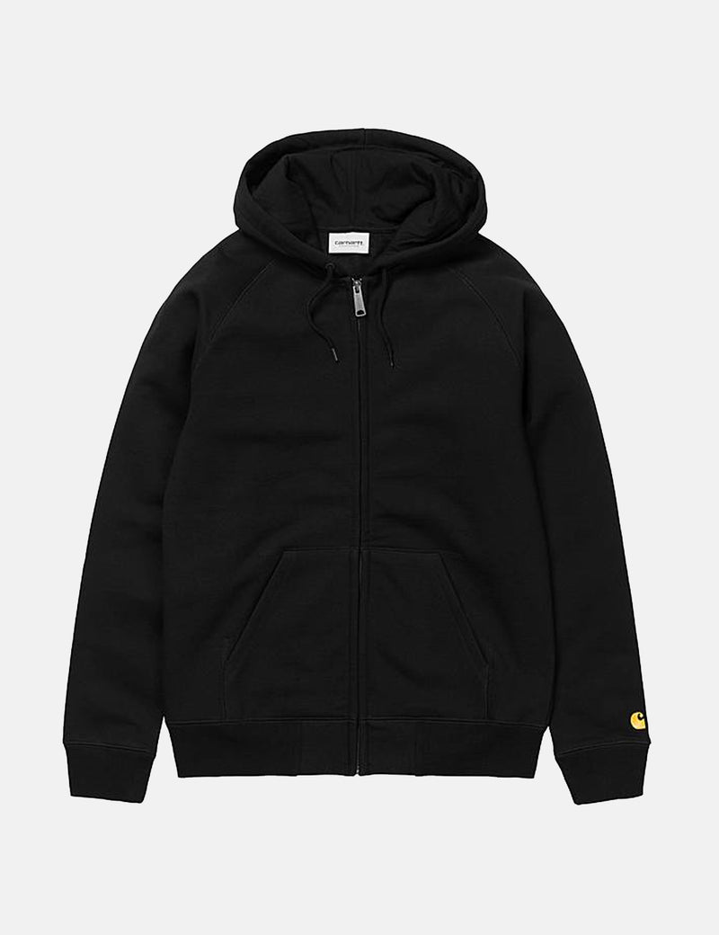 Carhartt-WIP Chase Hooded Zip Sweatshirt - Black/Gold