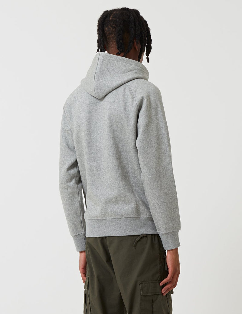 Carhartt-WIP Chase Hooded Zip Sweatshirt - Grey Heather/Gold