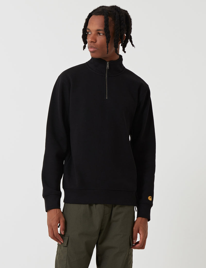 Carhartt-WIP Chase Quarter-Zip High Neck Sweatshirt - Black