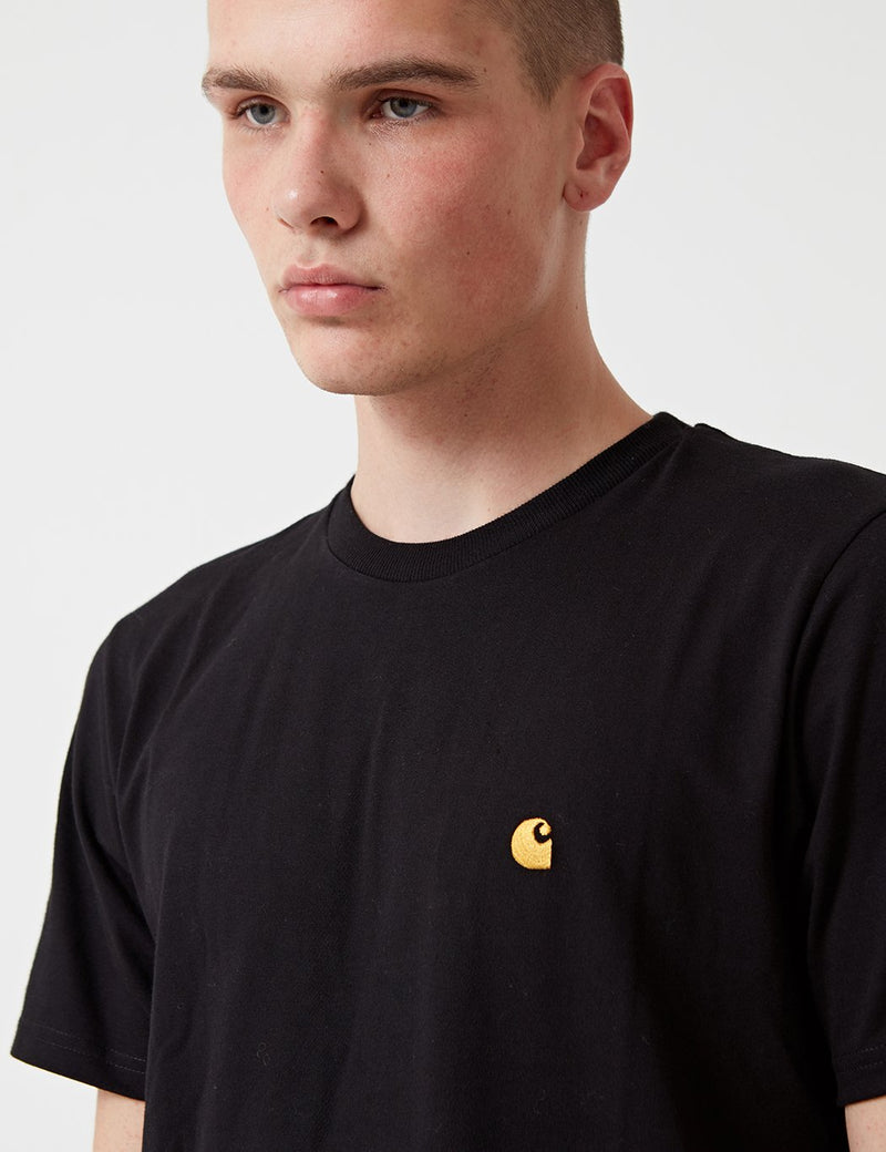 Carhartt-WIP Chase T-Shirt - Black/Gold