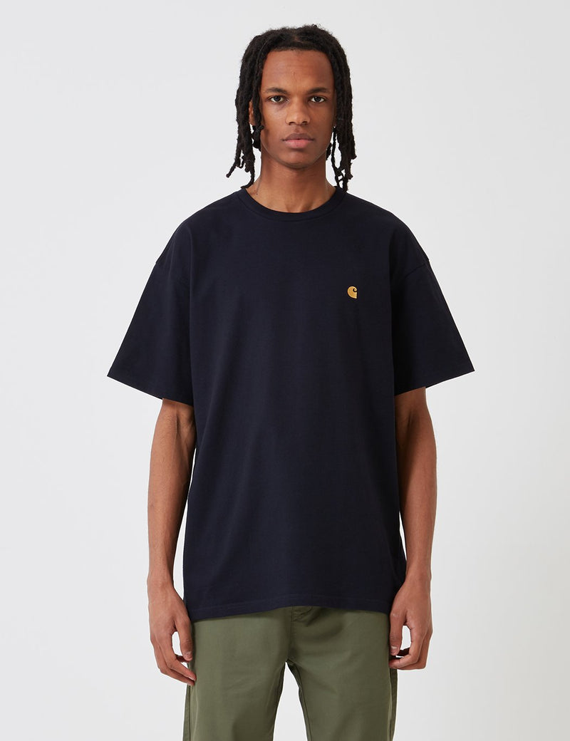 Carhartt-WIP Chase T-Shirt - Dark Navy Blue/Gold