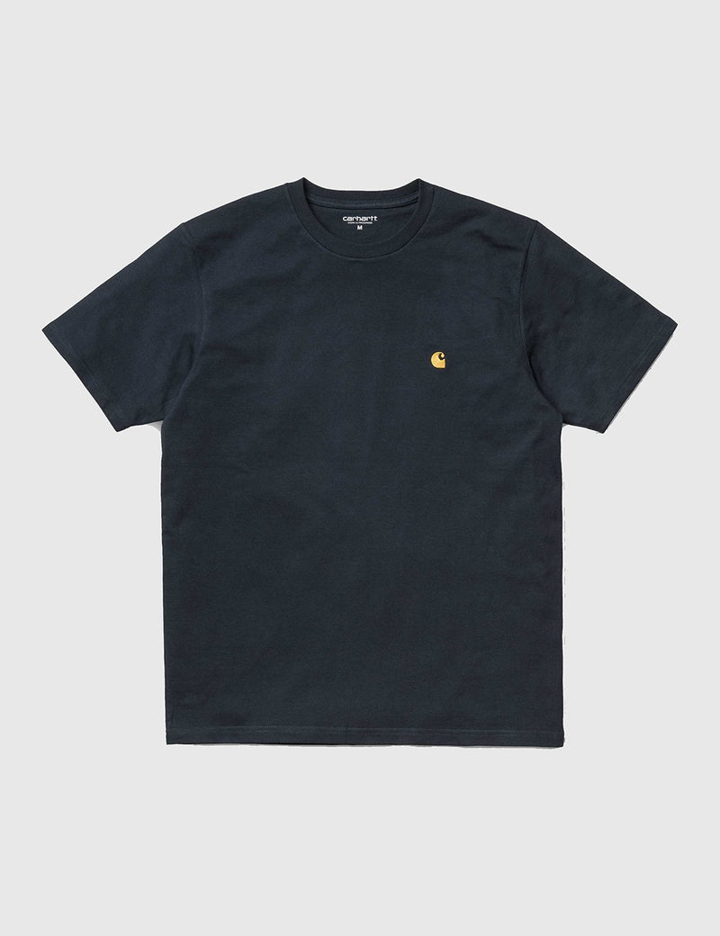 Carhartt-WIP Chase T-Shirt - Dark Navy Blue/Gold