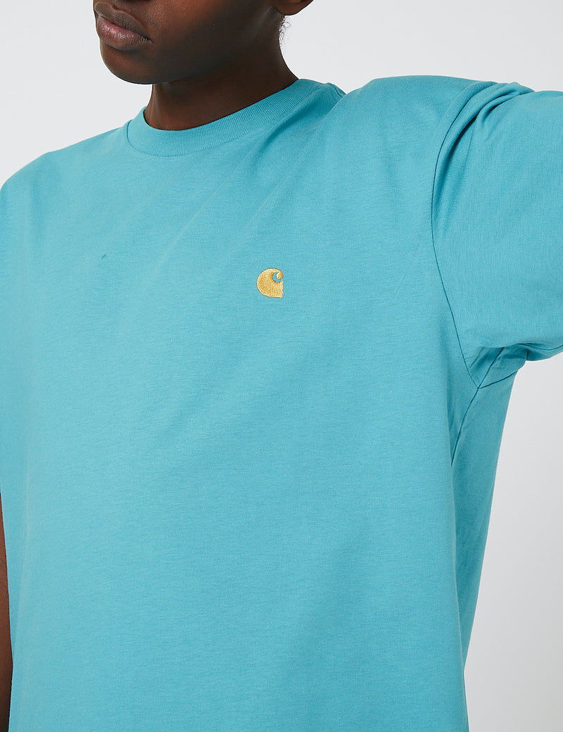 Carhartt-WIP Chase T-Shirt - Frosted Turquoise/Gold