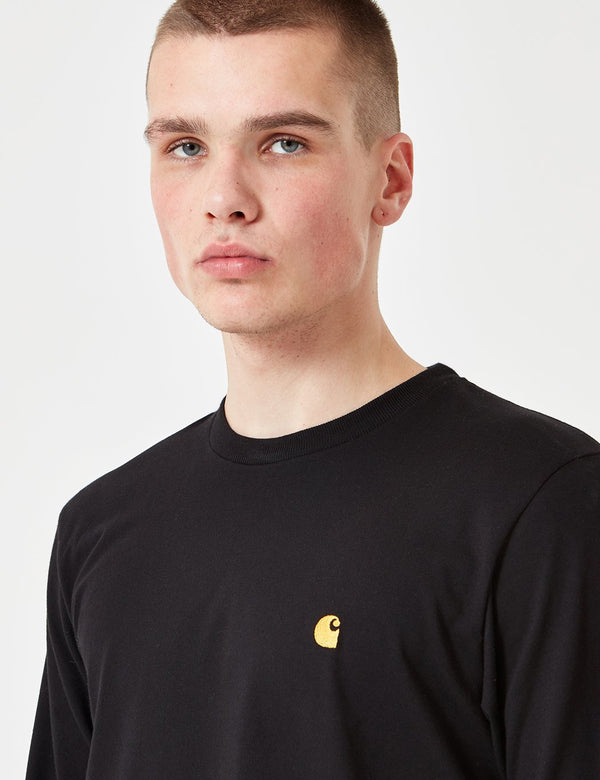 Carhartt-WIP Chase Long Sleeve T-Shirt - Black/Gold