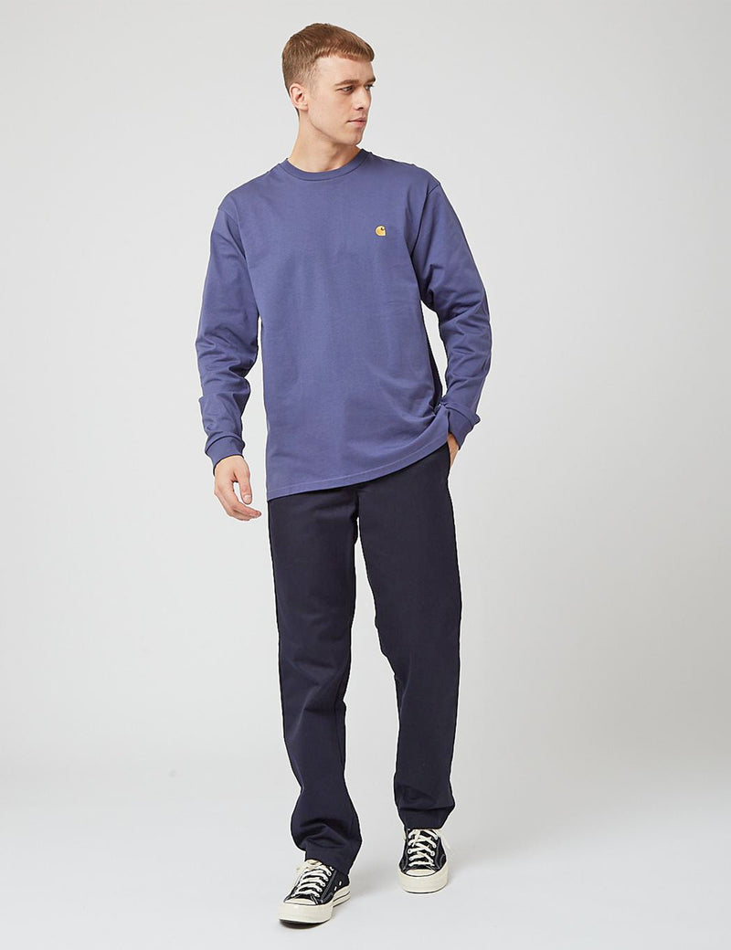 Carhartt-WIP Chase Long Sleeve T-Shirt - Cold Viola/Gold