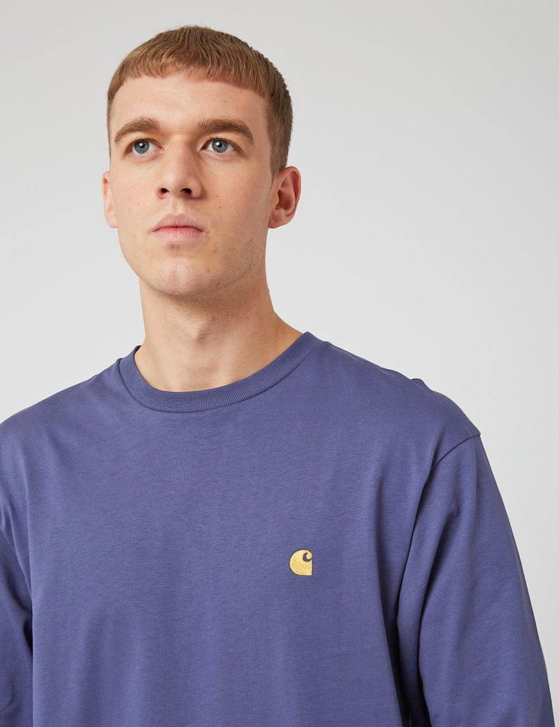 Carhartt-WIP Chase Long Sleeve T-Shirt - Cold Viola/Gold