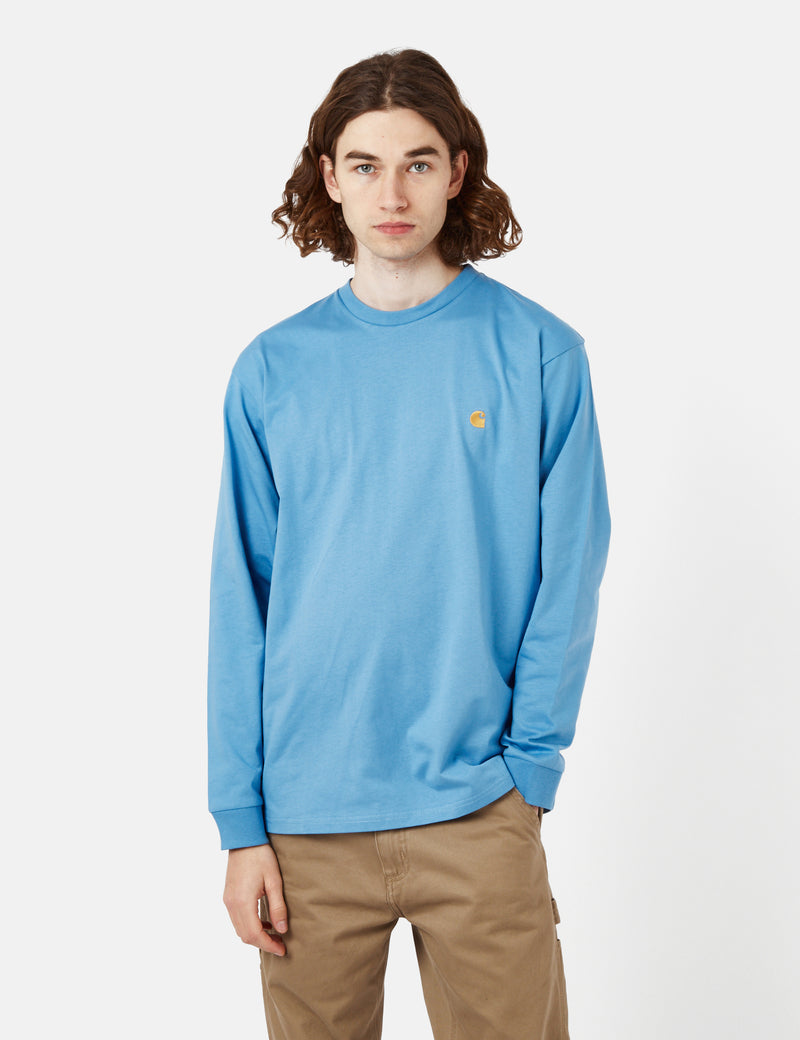 Carhartt-WIP Chase Long Sleeve T-Shirt (Loose) - Piscine Blue