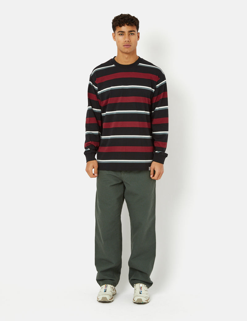 Carhartt-WIP Bowman Stripe Long Sleeve T-Shirt - Corvina Burgundy