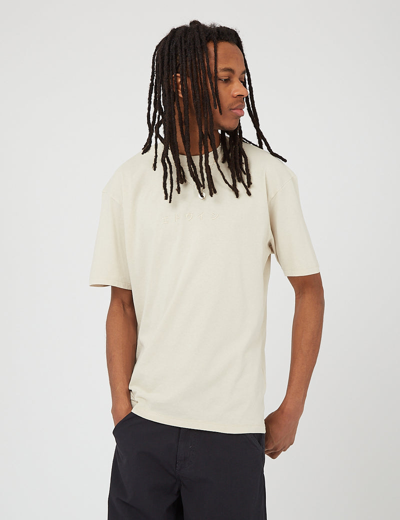 Edwin Katakana Embroidery T-Shirt - Pelican