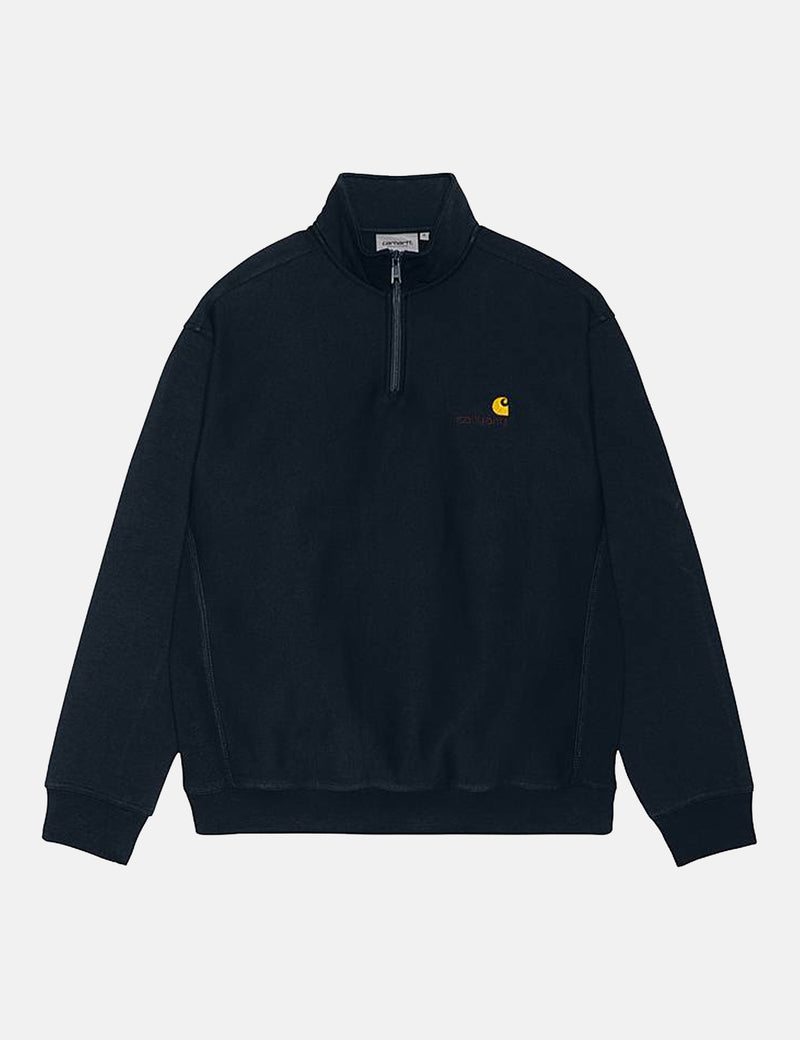 Carhartt-WIP Half Zip American Script Sweatshirt - Astro Navy Blue