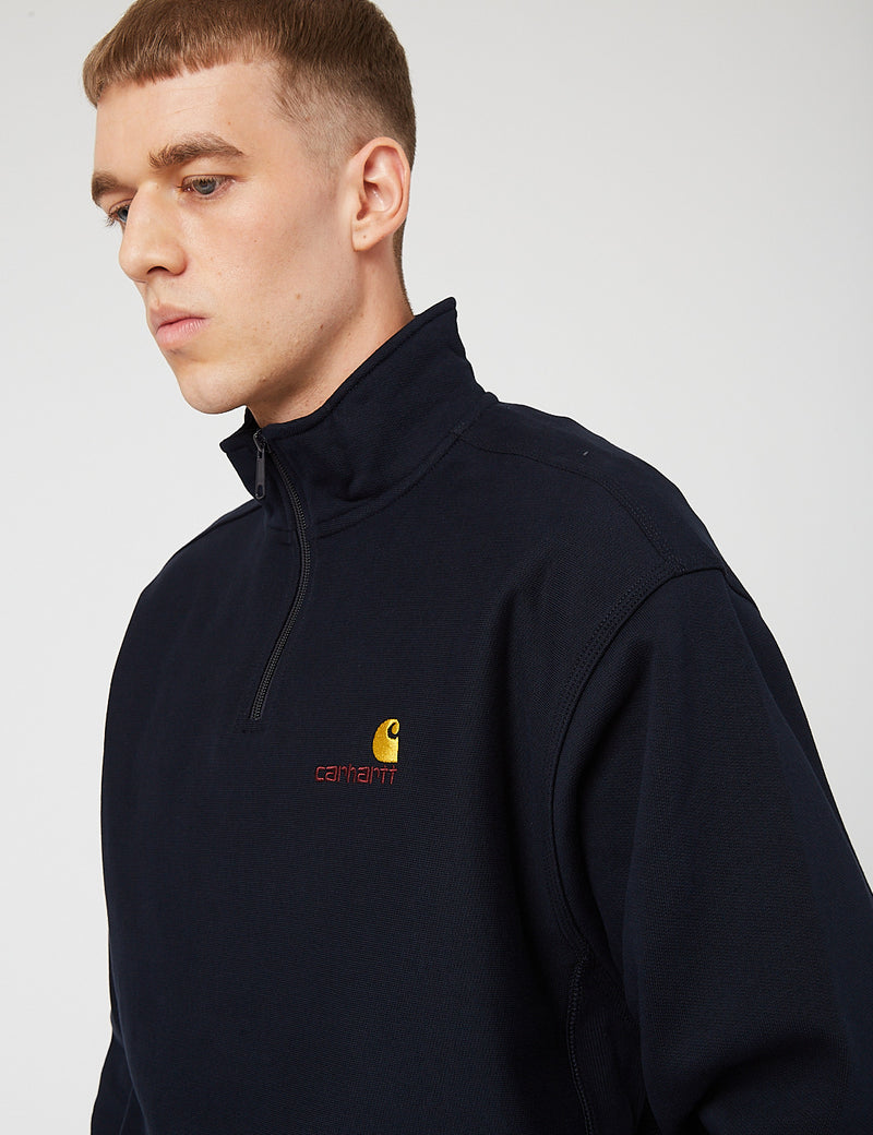 Carhartt-WIP Half Zip American Script Sweatshirt - Astro Navy Blue