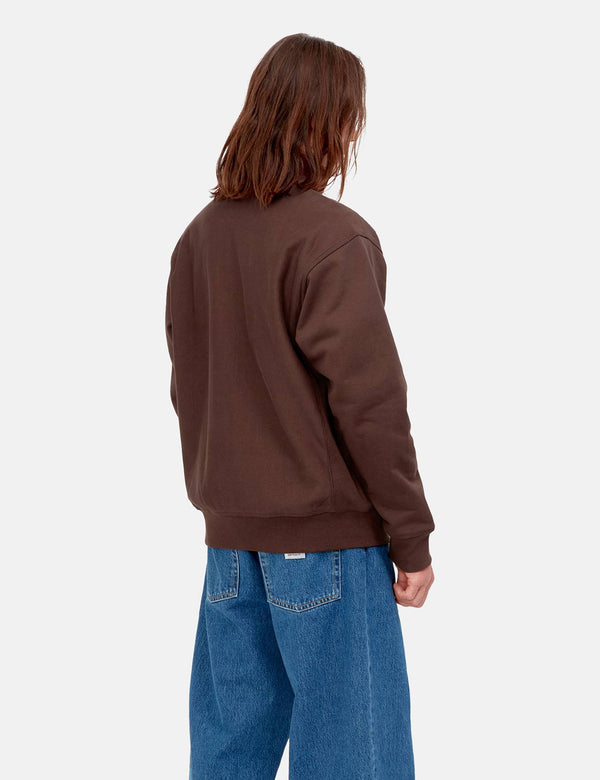 Carhartt-WIP Half Zip American Script Sweatshirt - Ale Brown