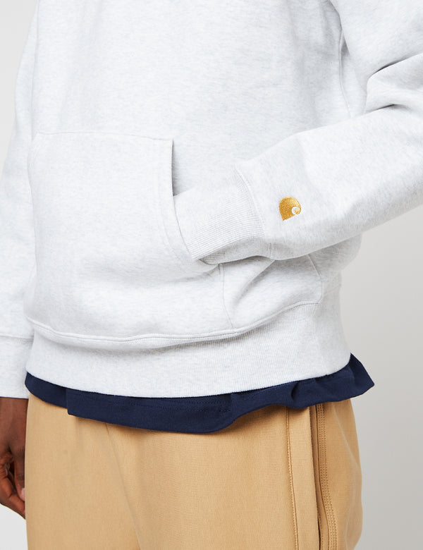 Carhartt-WIP Chase Neck Zip Sweatshirt - Ash Heather/Gold