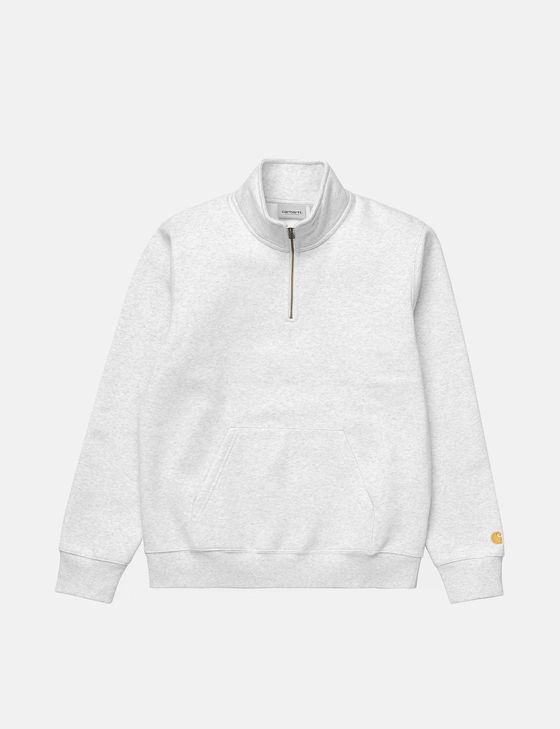 Carhartt-WIP Chase Neck Zip Sweatshirt - Ash Heather/Gold