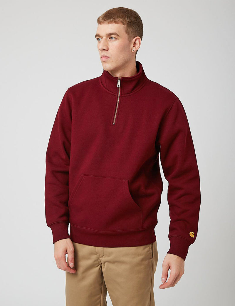 Carhartt-WIP Chase Neck Zip Sweatshirt - Jam/Gold