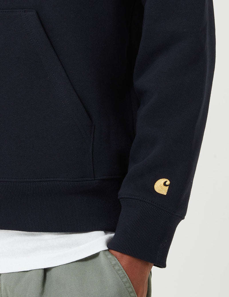 Carhartt-WIP Chase Neck Zip Sweatshirt - Dark Navy/Gold