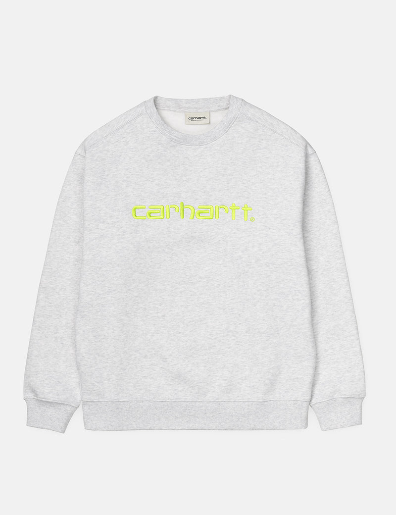 Womens Carhartt-WIP Sweatshirt - Ash Heather/Lime