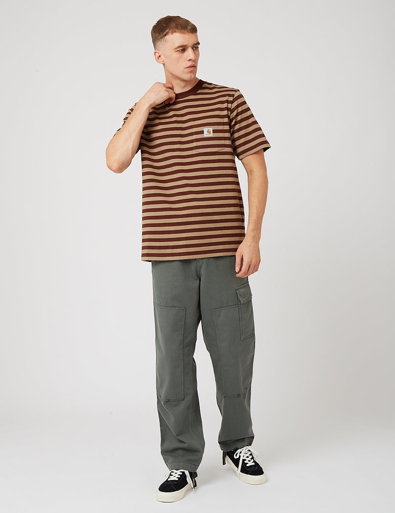 Carhartt-WIP Scotty Pocket T-Shirt (Stripe) - Offroad/Tanami