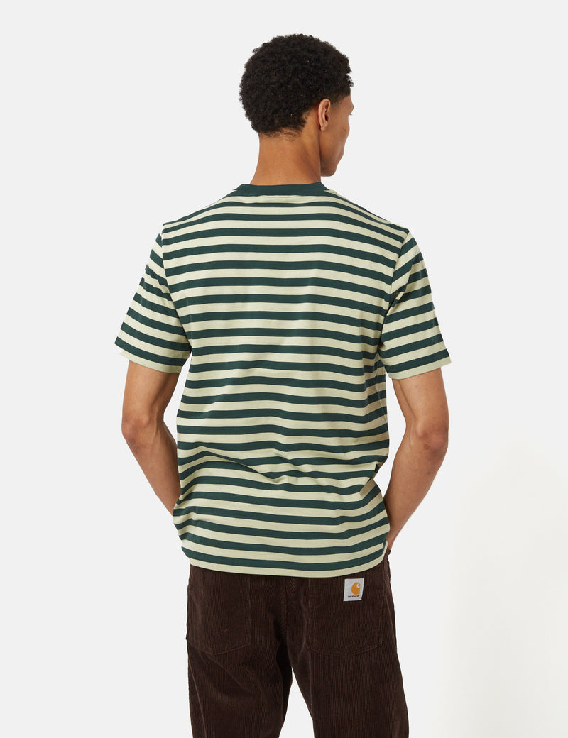 Carhartt-WIP Scotty Stripe Pocket T-Shirt (Regular) - Botanic Green/Agave Green