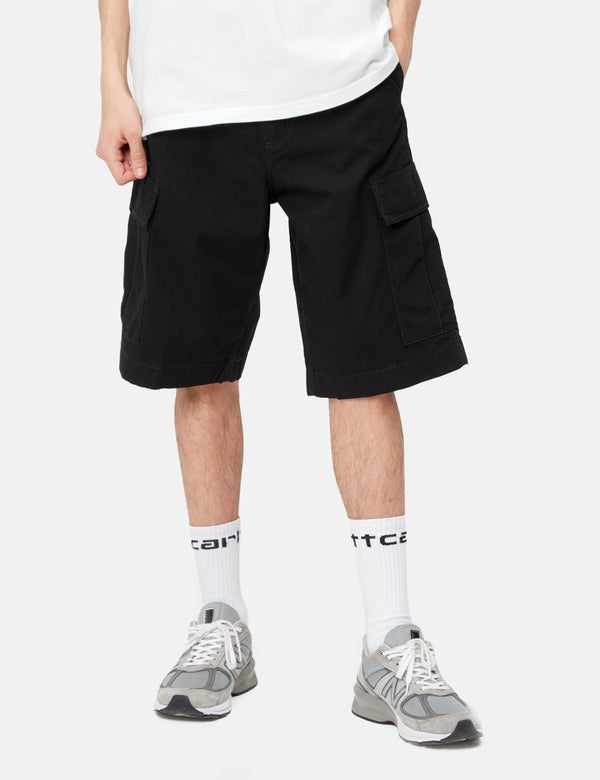 Carhartt WIP Regular Cargo Short (Ripstop) - Black rinsed